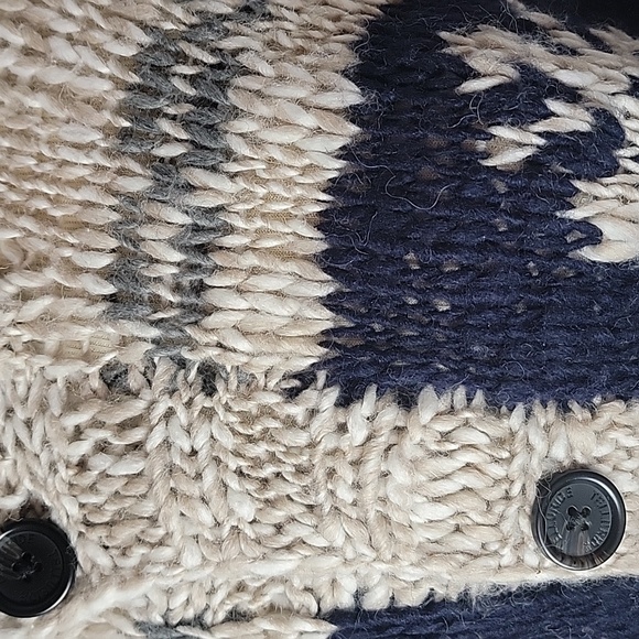 TELLURIDE CLOTHING CO. Wool Blend Snowflake Open Knit Boho Retro Long Cardigan S - Picture 5 of 8